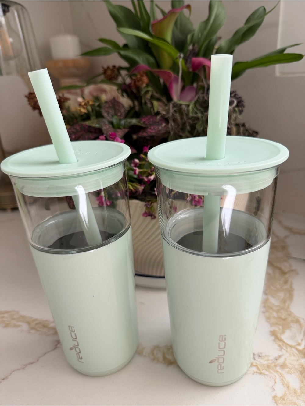 Reduce Mint Green Insulated Tumbler with Straw - Set of 2